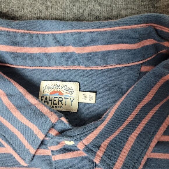Faherty Men's Shirt Size 2XL Blue Pink Polo Striped Movement Long Sleeve Good Co - Picture 3 of 7